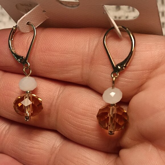 Charter Club faceted beads dainty dangle earrings NWT - Picture 2 of 6